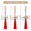 3Pcs 3 Styles Spring Festival Brass Gourd & Polyester Tassels Pendant Decorations HJEW-CA0001-71-2