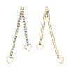 Brass Pave Rhinestone Chain with Heart Big Pendants KK-N216-420-03LG-1