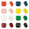 ANATTASOUL 8 Pairs 8 Colors Alloy Enamel Square Stud Earrings with 925 Sterling Silver Pins EJEW-AN0004-71-1