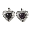 Natural Amethyst Peach Love Heart Pendants G-G158-01N-1