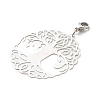 Tarnish Resistant Flat Round with Tree of Life 201 Stainless Steel Filigree Pendant Decorations LS-X-HJEW-JM00573-03-2