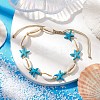 Natural Mixed Cowrie Shell with Synthetic Turquoise Beaded Anklets AJEW-AN00596-04-2