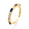Brass Micro Pave Cubic Zirconia Cuff Rings for Women KK-T071-55G-4