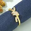 Brass Micro Pave Clear Cubic Zirconia Open Cuff Rings RJEW-G336-01G-1