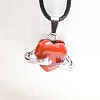 Dyed Synthetic Turquoise Heart with Metal Hands Pendant Necklaces FX8013-4-1