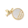 Brass Pave Natural White Shell Pendants KK-S522-12G-1