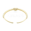 Cubic Zirconia Horse Eye Open Cuff Bangle BJEW-G651-08G-03-2