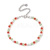 Faceted Bicone Imitation Austrian Crystal & Round Shell Pearl Beaded Bracelets for Women BJEW-JB10770-1
