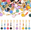 30Pcs 10 Styles Smiling Face Alloy Enamel & Glass Seed Pendant Decorations HJEW-YW00143-1