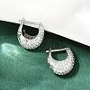 Oval Brass Micro Pave Clear Cubic Zirconia Hoop Earrings EJEW-S277-10P-A-3