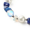 Natural Lapis Lazuli(Dyed) Chip Beaded Bracelet for Girl Women BJEW-TA00019-04-4