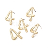 Brass Number Stud Earrings with 925 Sterling Silver Pins for Women EJEW-A077-01D-2