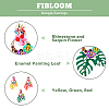 3 Pairs 3 Colors Flower & Leaf Rhinestone Dangle Stud Earrings EJEW-FI0003-21-3
