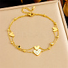 304 Stainless Steel Pave Clear and Black Cubic Zirconia & Natural White Shell Heart Pendant Double Layer Anklets for Women FS-WG8082B-01-1