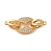Brass Micro Pave Clear Cubic Zirconia Fold Over Clasps KK-M270-07G-1