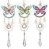 3Pcs 3 Colors Stainless Steel Resin Butterfly Suncatcher HJEW-TA00451-1