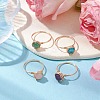 4Pcs 4 Styles Round Natural Green Aventurine & Amethyst & Hemimorphite & Rose Quartz Finger Rings Sets RJEW-TA00147-2