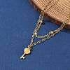 304 Stainless Steel Key Charm Chain Bracelets BJEW-M097-01B-G-2