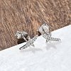 925 Sterling Silver Clear Cubic Zirconia Stud Earrings EJEW-Q032-01D-P-3