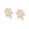 Christmas Theme Brass Micro Pave Cubic Zirconia Stud Earring Findings KK-Z065-11G-1