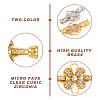 2Pcs 2 Colors Brass Micro Pave Clear Cubic Zirconia Fold Over Clasps ZIRC-PJ0001-11-4