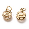 Brass Micro Pave Clear Cubic Zirconia Charms ZIRC-C020-63G-2