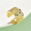 Brass Micro Pave Cubic Zirconia Adjustable Cuff Rings RJEW-V009-06G-1
