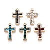 304 Stainless Steel Micro Pave Clear Cubic Zirconia Pendants STAS-N115-57G-1