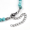 Synthetic Turquoise 4.5mm Round Beaded Flower Pendant Necklaces NJEW-T016-04G-6