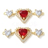Rack Plating Brass Cubic Zirconia Triple Heart Connector Charm KK-C084-05G-2