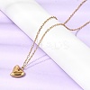 304 Stainless Steel Heart Pendant Necklaces & Bracelets & Stud Earrings Sets SJEW-P008-01G-2