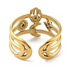 Ion Plating(IP) 304 Stainless Steel Open Cuff Ring for Women RJEW-F166-01G-02-3