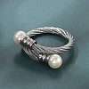 304 Stainless Steel Open Cuff Rings for Women RJEW-F173-04P-5