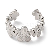 Rack Plating Brass Flower Open Cuff Rings for Women RJEW-S242-01P-B-2