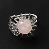 Natural Rose Quartz Sun & Moon Open Cuff Rings RJEW-K241-01P-04-2