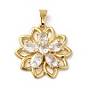 Rack Plating Brass Micro Pave Cubic Zirconia Pendants KK-P241-38G-1