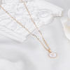 1Pc Zinc Alloy White Enamel Round with Letter Pendant Necklaces NJEW-LP0002-88G-P-3