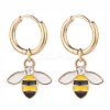 Bee Theme Enamel Dangle Hoop Earrings EJEW-JE04809-4
