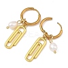 Natural Cultured Freshwater Pearl with Brass Hoop Earrings EJEW-JE07384-4