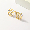 Fashion Casual Brass Pave Clear Cubic Zirconia Flower Stud Earrings FV1607-2