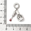 Brass Micro Pave Clear Cubic Zirconia European Dangle Charms KK-A278-08P-02-3