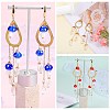 Natural Quartz Crystal Teardrop & Lampwork Mushroom Chandelier Earrings EJEW-SW00018-02-6