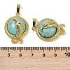 Synthetic Turquoise Flat Round Shaped Brass Pendants KK-F887-03G-28-3