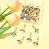 32Pcs 4 Styles Acrylic & Alloy Heart Angel Pendant Decorations HJEW-FS00040-04-7