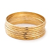 7Pcs PVD Vacuum Plating 304 Stainless Steel Textured Ring Bangles Set for Women BJEW-A011-11B-G-1