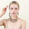 Rectangle Alloy Glass Choker Necklace & Earrings Sets for Women FS-WG507E8-04-2