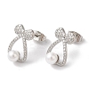 Bowknot Brass Micro Pave Clear Cubic Zirconia Stud Earrings LS-EJEW-A110-06P-2