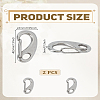 2Pcs 304 Stainless Steel Push Gate Snap Keychain Clasp Findings STAS-LP0005-53-2
