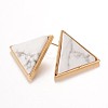 Triangle Brass Natural & Synthetic Mixed Stone Stud Earrings EJEW-O072-01-3