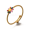 Daisy 304 Stainless Steel Enamel Open Cuff Rings for Women RJEW-M061-01G-06-2